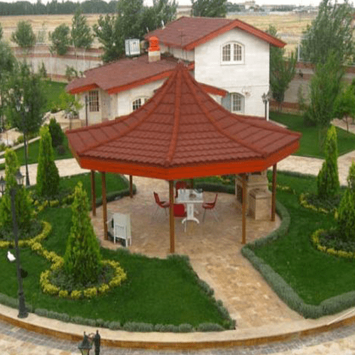 طراحی آلاچیق برای محوطه باغ ویلا